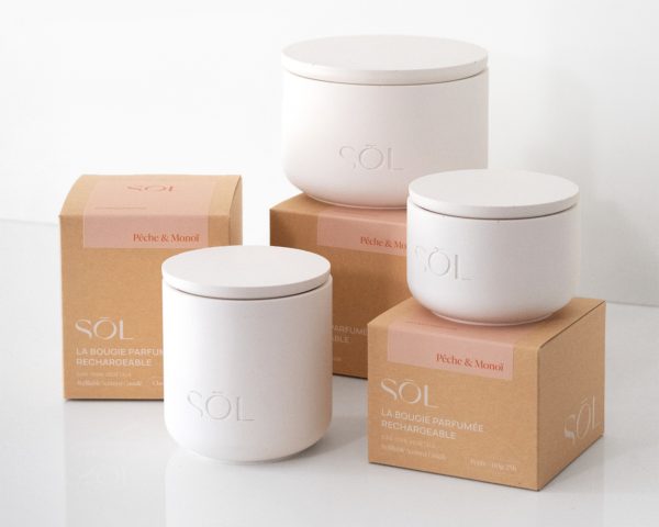 Petite bougie rechargeable Pêche & Monoï – Image 2