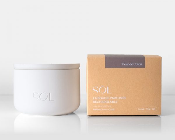 Grande bougie rechargeable Fleur de Coton