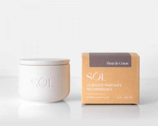 Petite bougie rechargeable Fleur de Coton