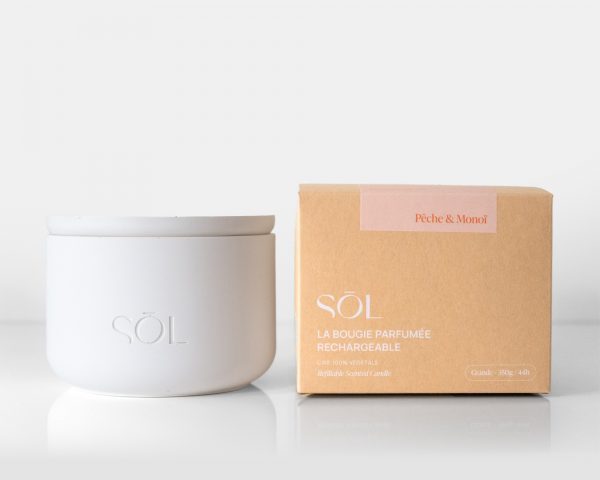 Grande bougie rechargeable Pêche & Monoï