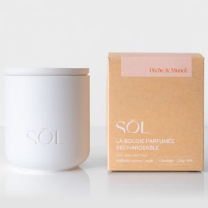 Bougie classique rechargeable Pêche & Monoï
