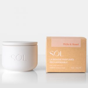 Petite bougie rechargeable Pêche & Monoï