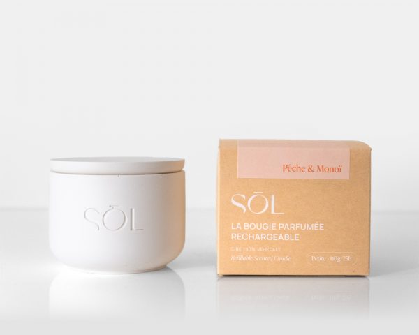 Petite bougie rechargeable Pêche & Monoï